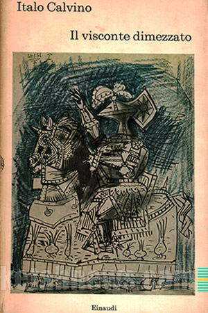 طرح روي جلد کتاب طراحي گرافيک هنر نقاشي پرتره جلد خوشگل جلد زيبا ویکنت دو نیم شده ایتالو کالوینو